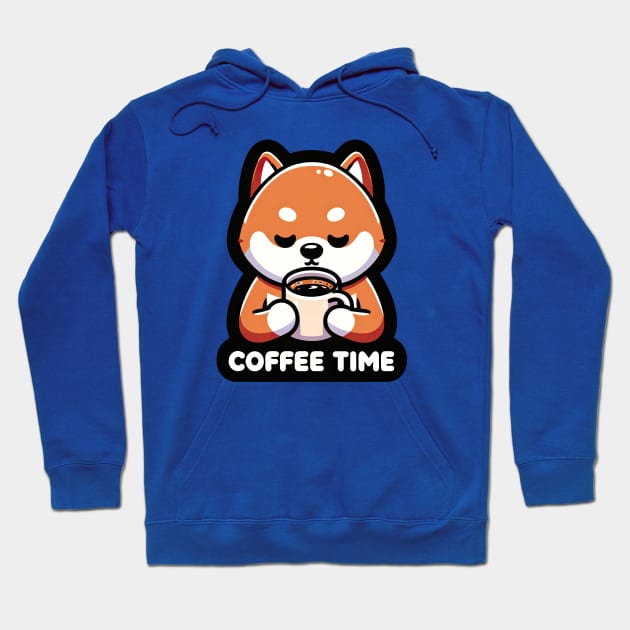 cute shiba inu coffee time Hoodie by Dracoola